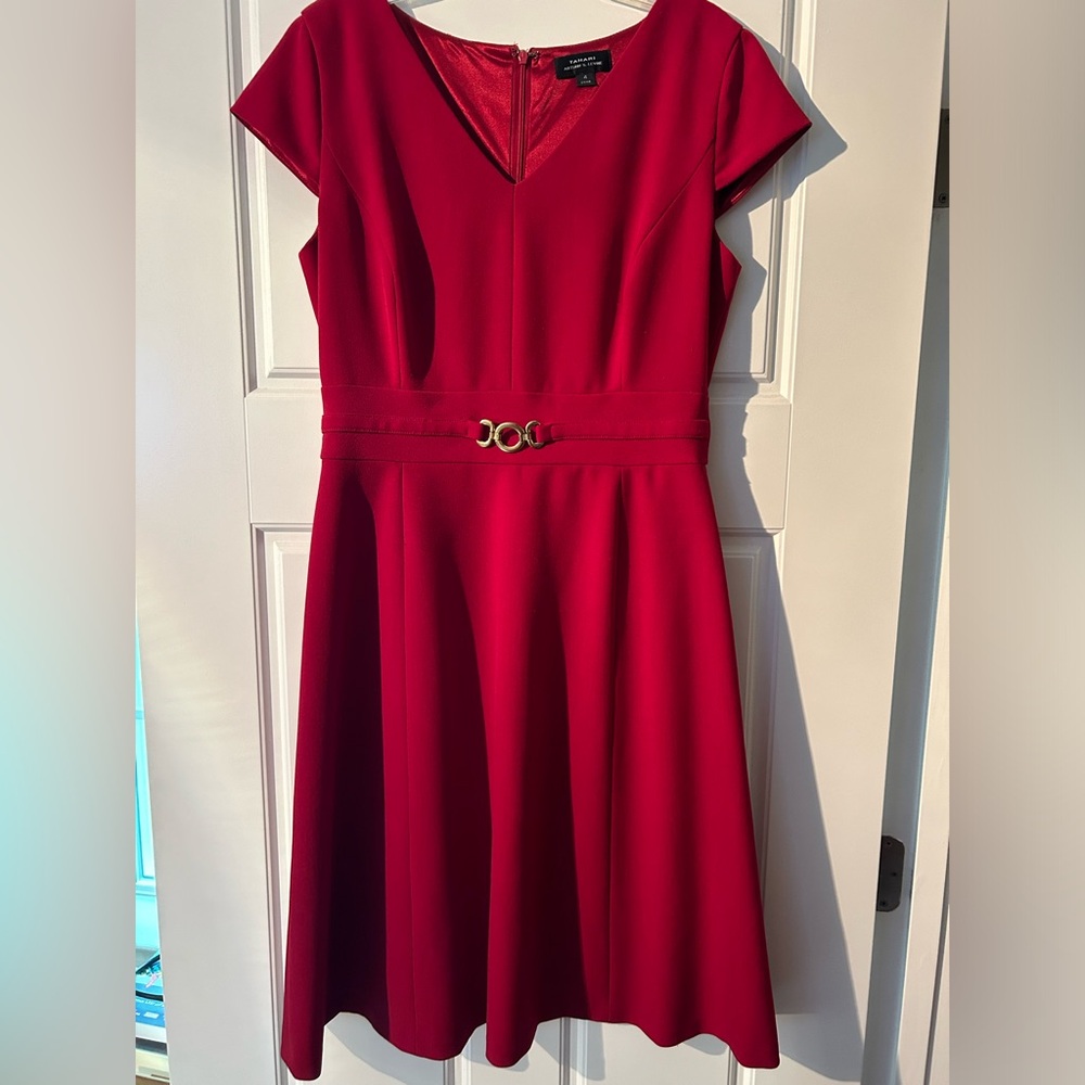 Tahari, red dress, size 4